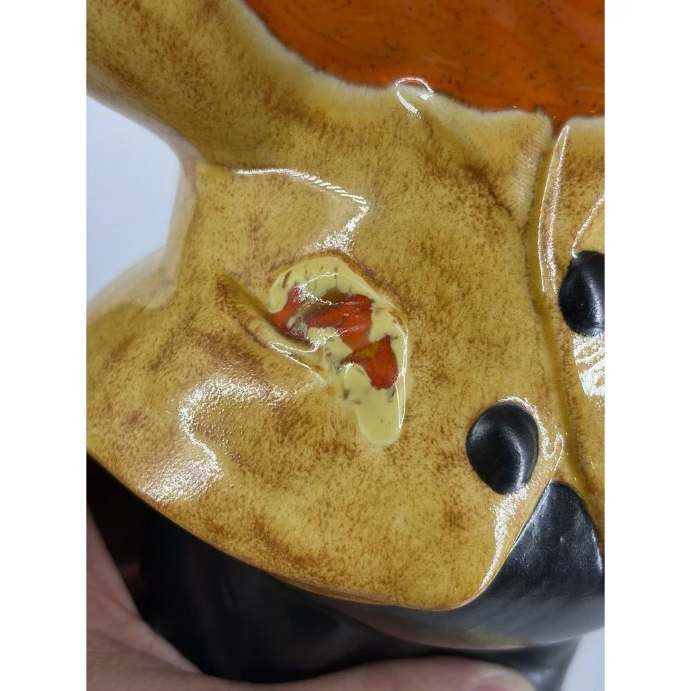 Vintage Yozie Ceramic Orange Pumpkin Head Halloween Light